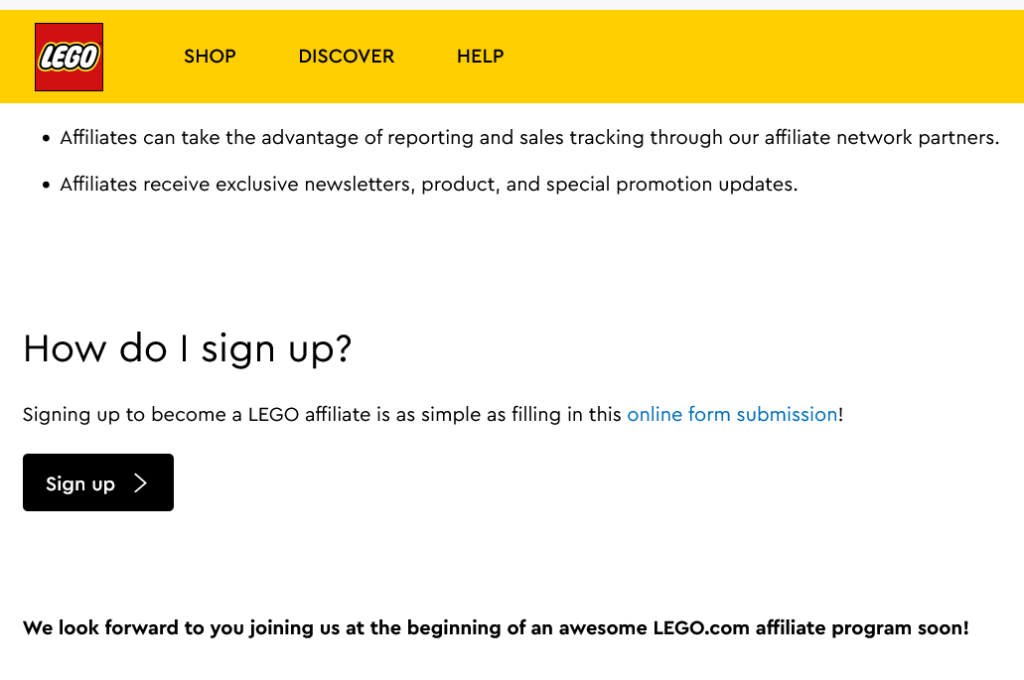 Lego affiliate marketing Program
